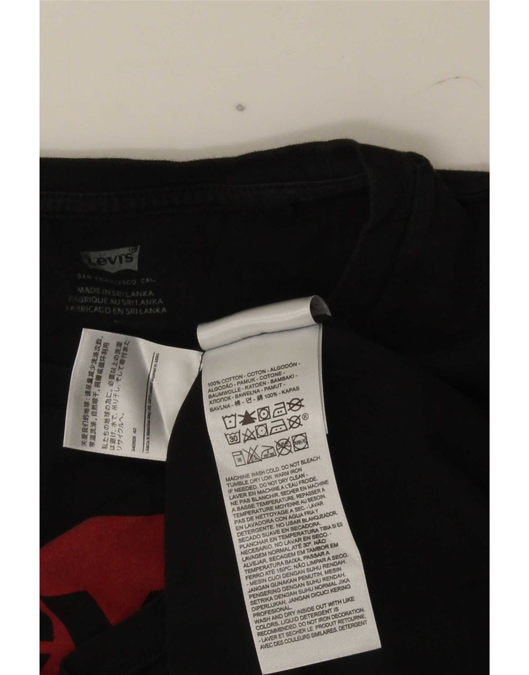 Levi's Dame Grafisk T-Shirt Top UK 12 Medium Sort Bomuld