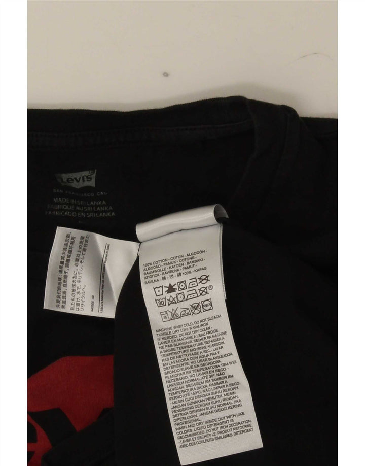 Levi's Dame Grafisk T-Shirt Top UK 12 Medium Sort Bomuld