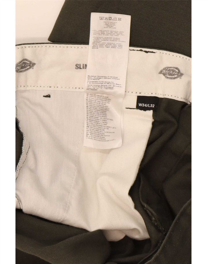 Dickies Herre Straight Slim Chino Bukser W34 L32 Grøn Polyester