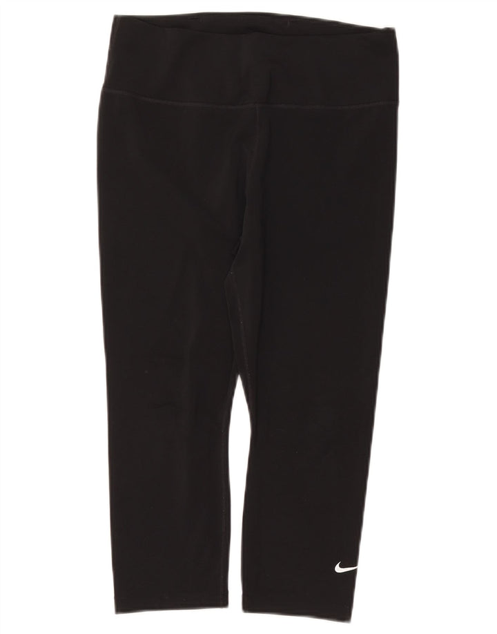 NIKE Dame Dri Fit Capri Leggings UK 12 Medium Sort Polyester