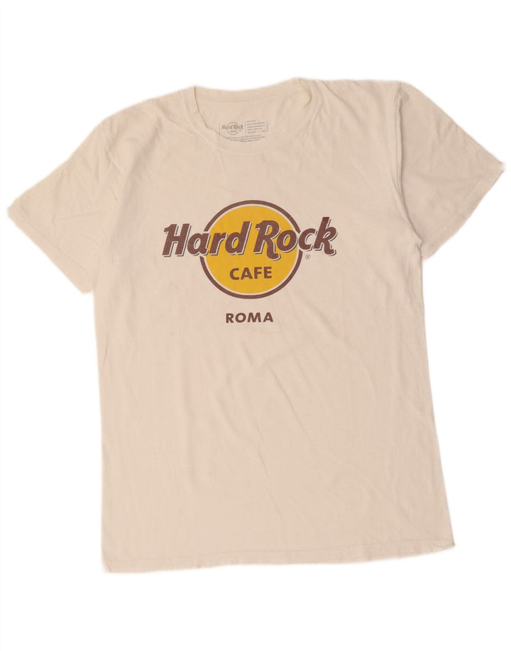 Hard Rock Cafe Herre Roma Grafisk T-shirt Top Medium Off White Bomuld