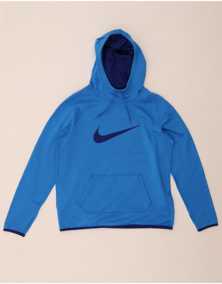 NIKE grafisk hættetrøje til kvinder UK 14 Medium Blue Polyester