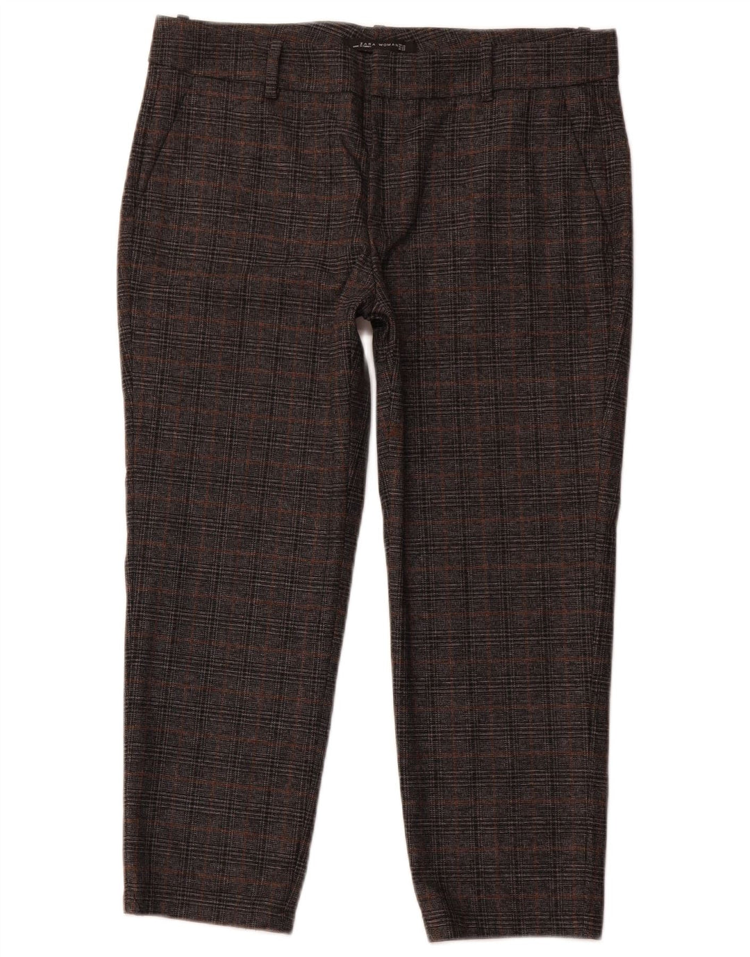 ZARA Slim Cropped Bukser til kvinder EU 40 Medium W30 L23 Grå Houndstooth