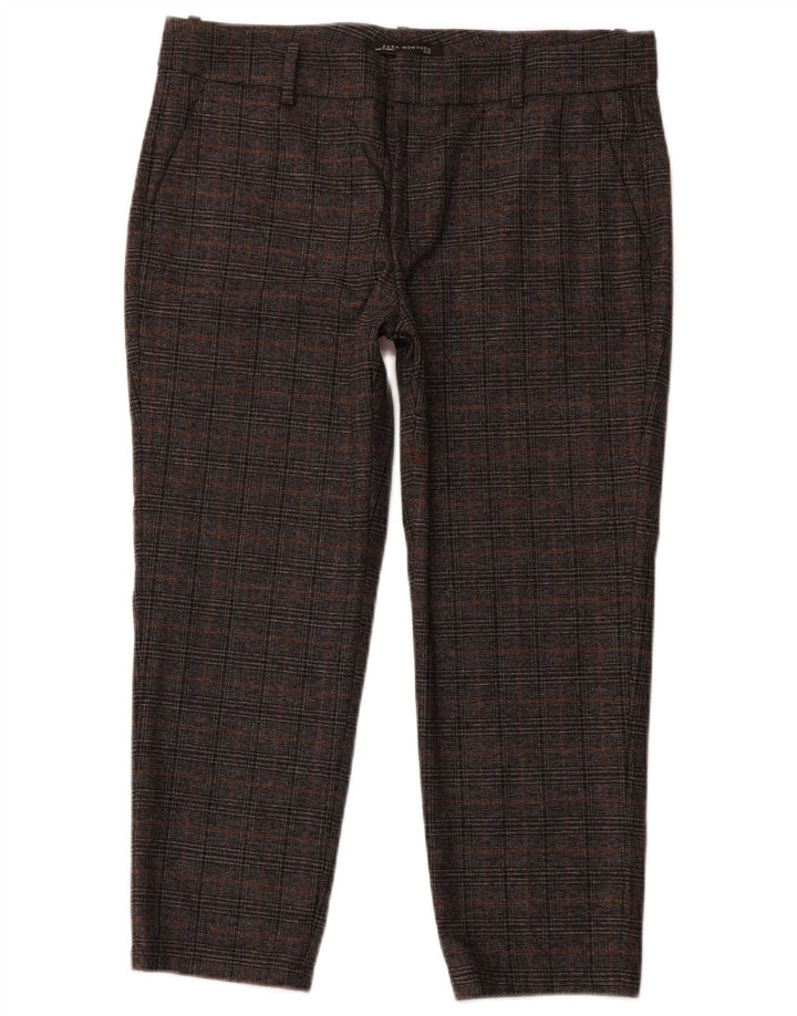 ZARA Slim Cropped Bukser til kvinder EU 40 Medium W30 L23 Grå Houndstooth