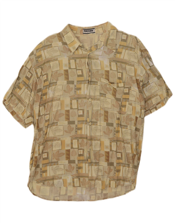 Vintage Kortærmet Herreskjorte Medium Beige Floral