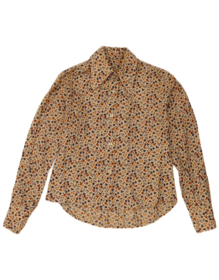 Vintage dameskjorte UK 12 Medium Beige Floral