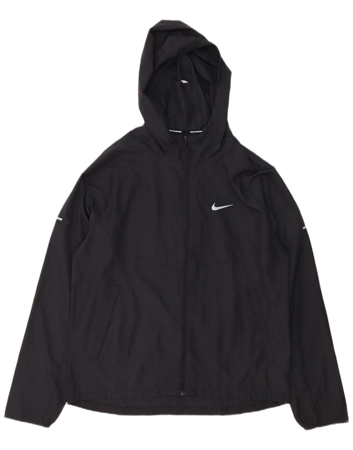 NIKE Oversized regnjakke med hætte til kvinder UK 14 Medium Black Polyester