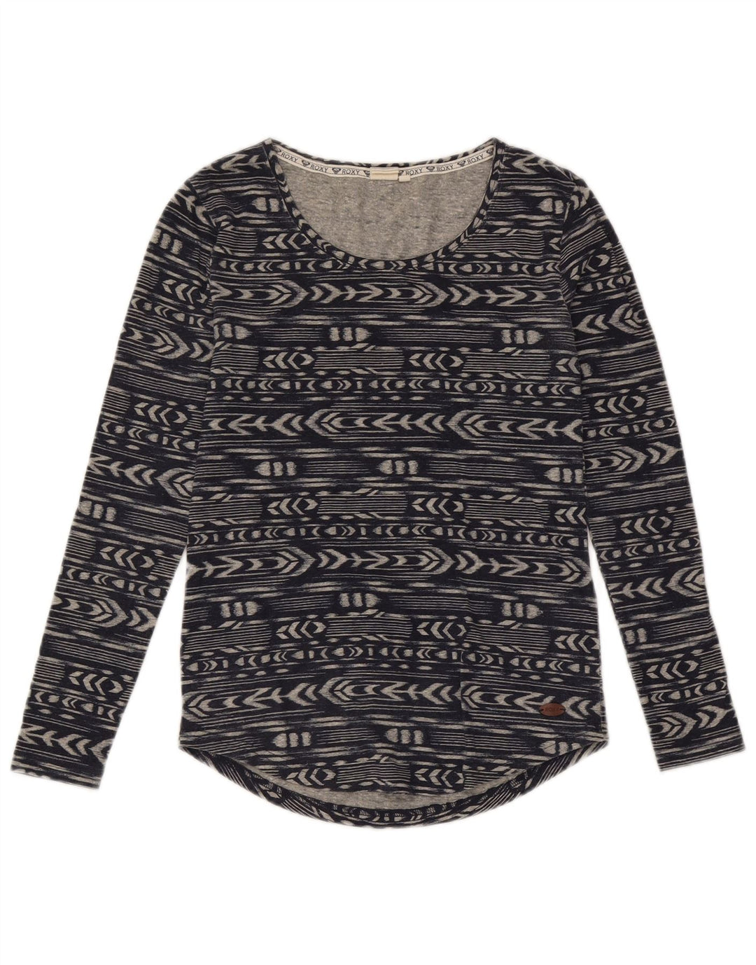 Roxy Dame Top Langærmet UK 6 XS Navy Blue Geometrisk Polyester