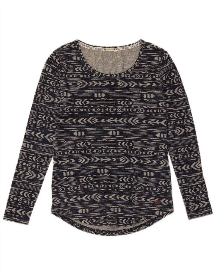 Roxy Dame Top Langærmet UK 6 XS Navy Blue Geometrisk Polyester