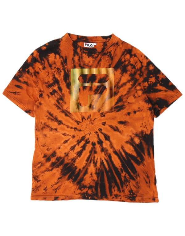 Fila Herre grafisk T-shirt Top Medium Orange Tie Dye Bomuld