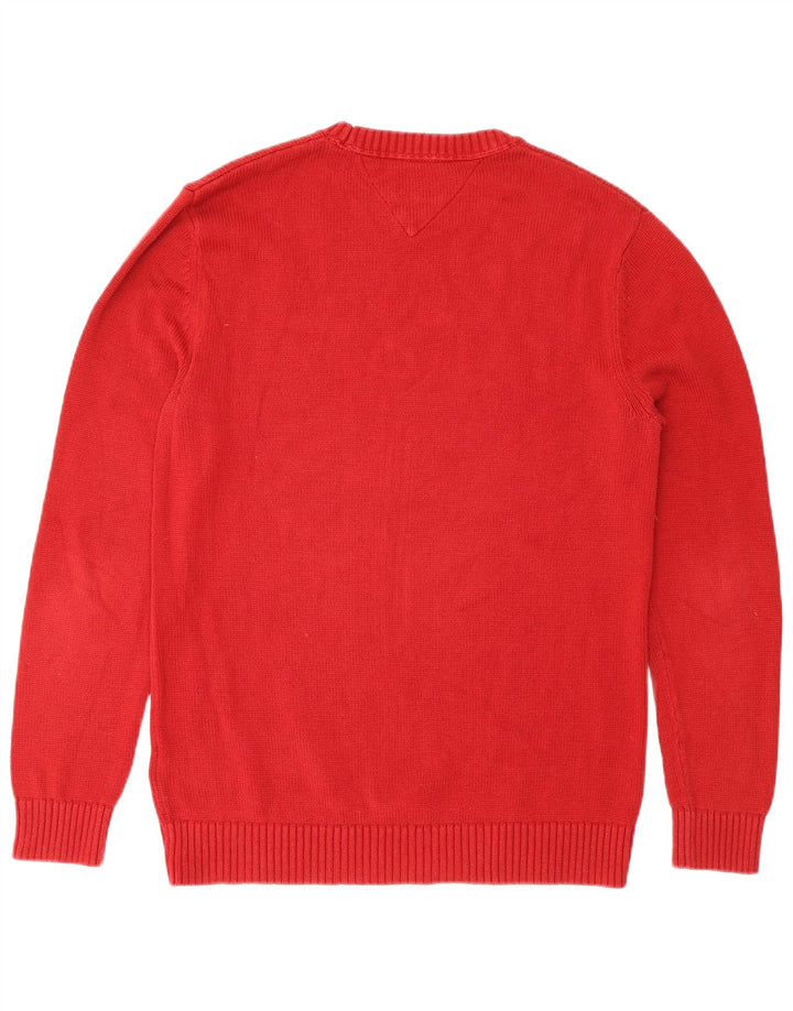 Tommy Hilfiger Herre sweater med rund hals, lille rød bomuld