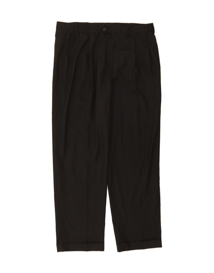 IZOD Mens Pegged Chino Trousers W38 L32  Black Pinstripe Polyester Vintage Izod and Second-Hand Izod from Messina Hembry 