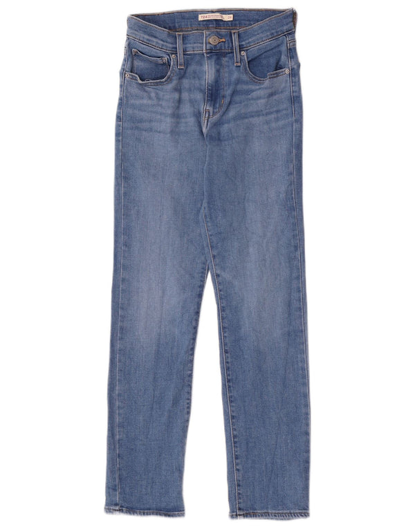 Levi's Womens 724 Højtaljede lige jeans W24 L26 blå bomuld