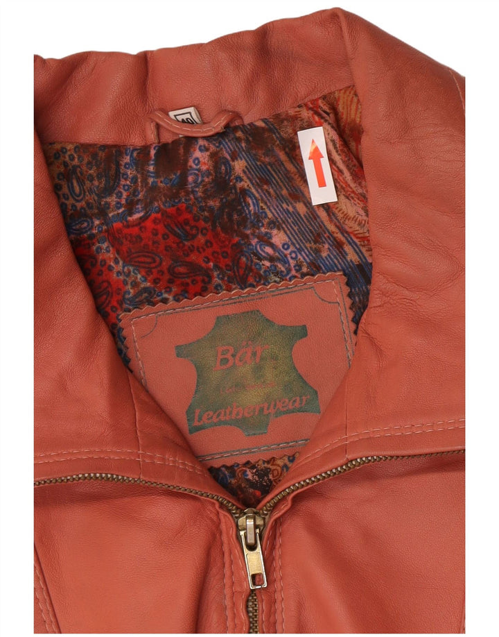 Vintage Dame Oversized Læderjakke EU 40 Medium Pink Læder