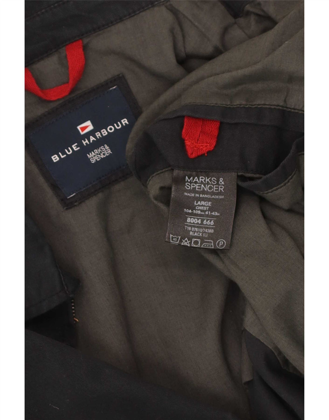 Marks & Spencer Herre Blue Harbor Bomber Jacket UK 40 Large Black Cotton
