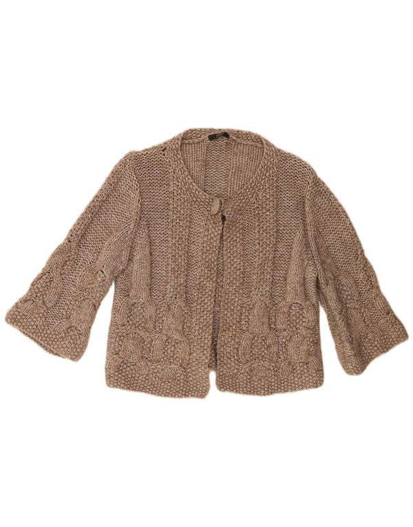 Marks & Spencer Dame 3/4-ærmet Crop Cardigan Sweater UK 16 Large Beige
