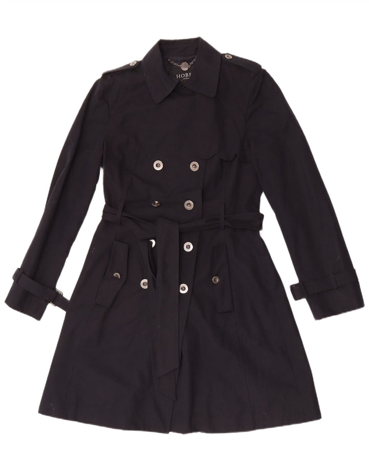 Hobbs Dame Trench Coat UK 8 Small Navy Blue Polyester