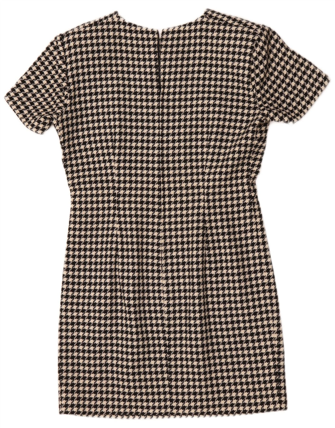 Vintage dameskedekjole UK 12 Medium Black Houndstooth