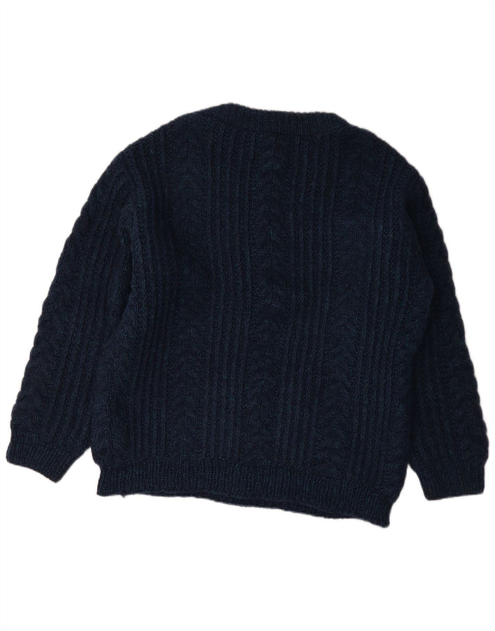 Vintage Herre Boat Neck Jumper Sweater Medium Navy Blue