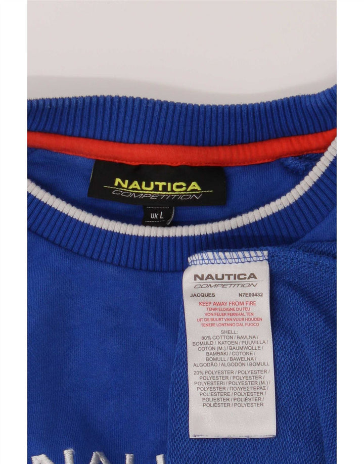 Nautica Herre Grafisk Sweatshirt Jumper Stor Blå Colourblock Bomuld