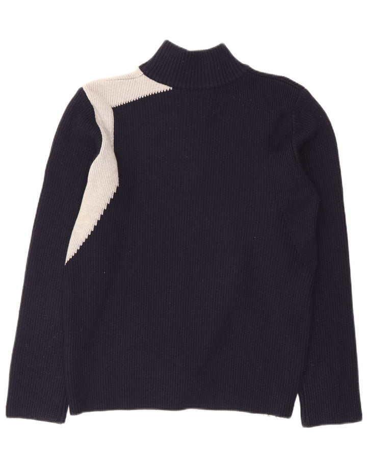 Murphy & Nye Herre Zip Neck Sweater Small Navy Blue Colourblock Uld