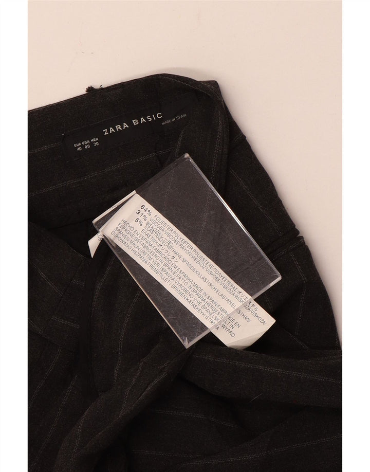 Zara Dame Bootcut Chino Bukser EU 40 Medium W30 L32 Grå Nålestribe