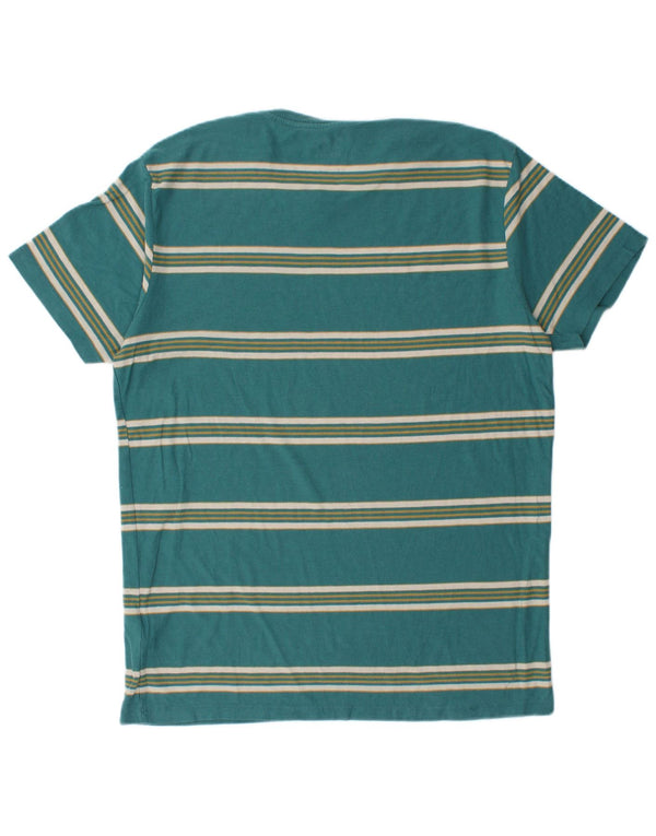 Billabong Mens Tailored Fit T-Shirt Top Medium Blue Striped Cotton