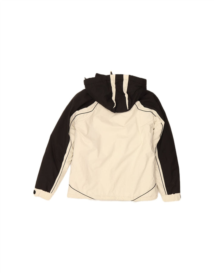 MC KEE'S Womens Hooded Rain Jacket IT 42 Medium White Colourblock Vintage MC Kee's and Second-Hand MC Kee's from Messina Hembry 