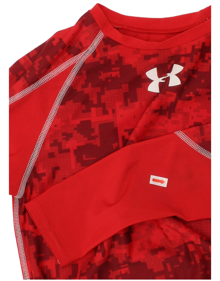 UNDER ARMOUR Drenge Heat Gear Grafisk Top Langærmet 13-14 år XL Rød