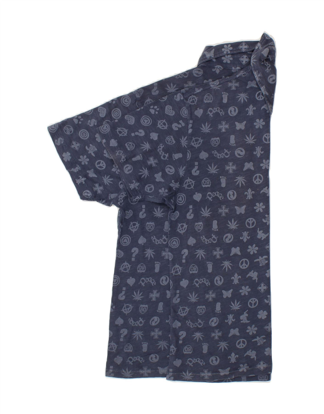 WAMPUM Mens Abstract Pattern Polo Shirt Medium Navy Blue Vintage Wampum and Second-Hand Wampum from Messina Hembry 