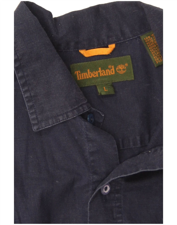 Timberland herreskjorte stor marineblå linned