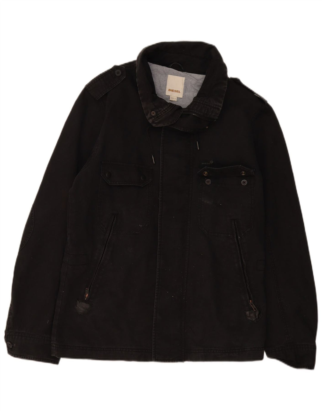 Diesel Herre Military Jacket UK 40 Large Black Cotton