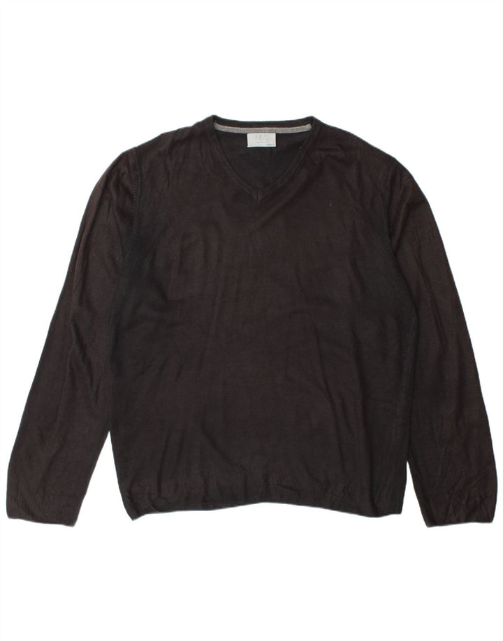 Marks & Spencer Herre V-hals sweater Stor sort akryl