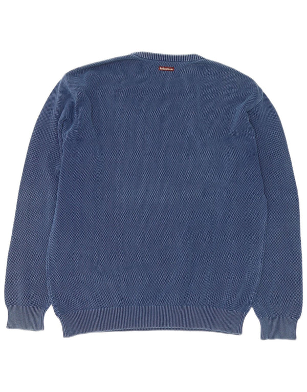 Marlboro Classics Herre Crew Neck Jumper Sweater XL Navy Blue Bomuld