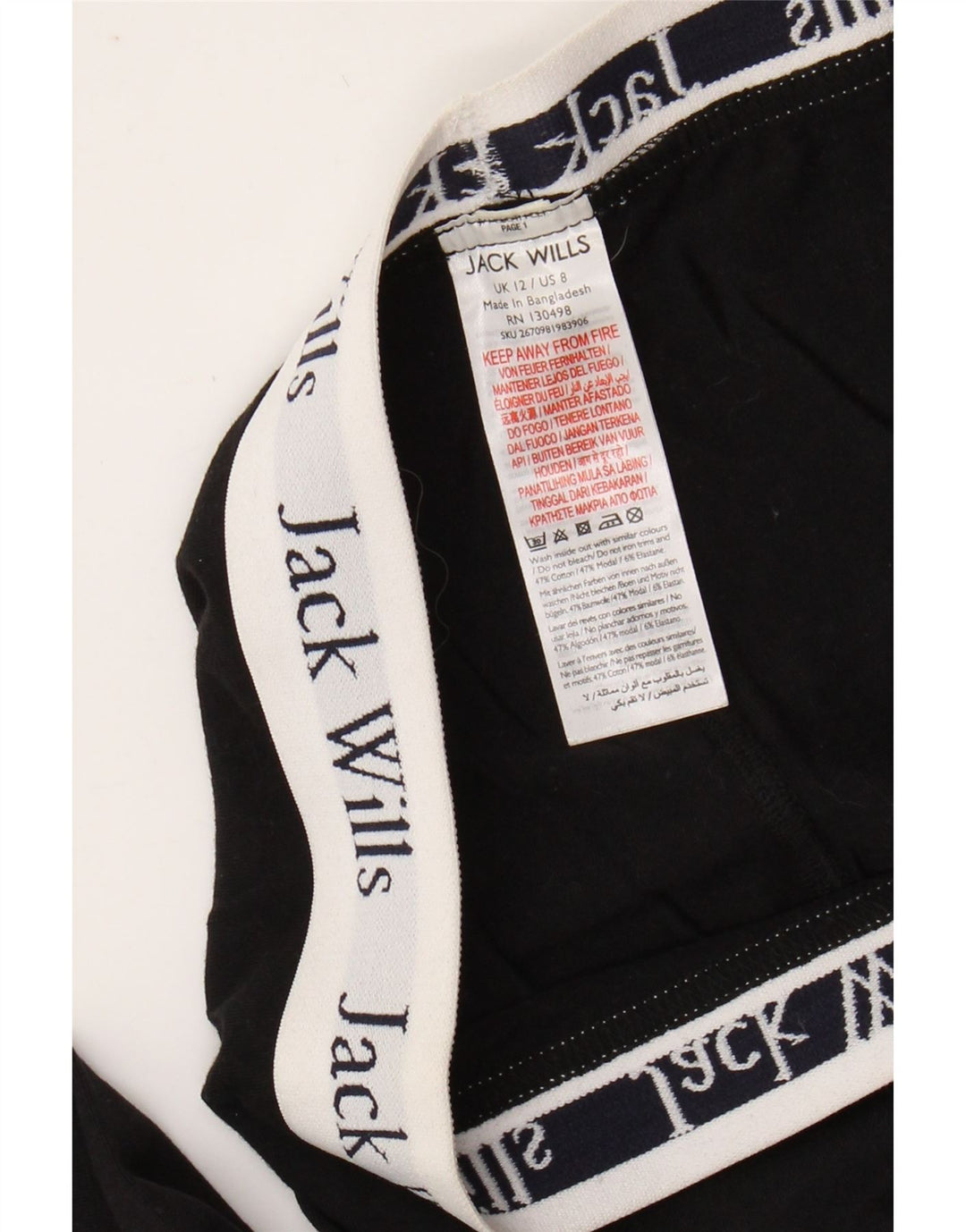 JACK WILLS Grafiske Leggings til kvinder UK 12 Medium Sort Colourblock Bomuld