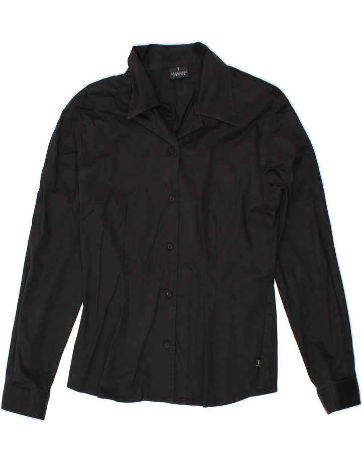 TRUSSARDI JEANS Womens Shirt UK 12 Medium Black Cotton Vintage Trussardi Jeans and Second-Hand Trussardi Jeans from Messina Hembry 