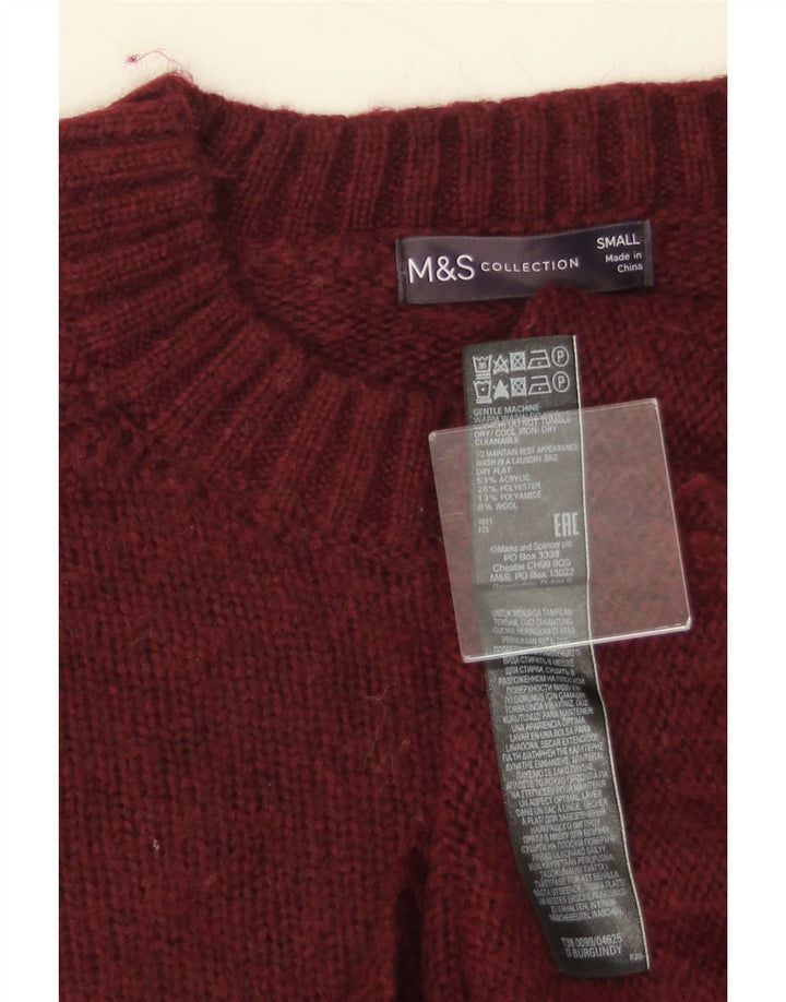 MARKS & SPENCER Dame Boat Neck Jumper Sweater UK 10 Small Burgundy