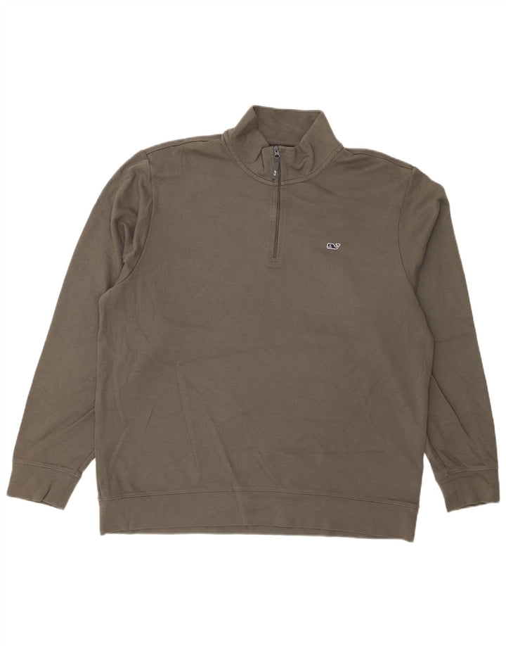 VINEYARD VINES Herre Zip Neck Sweatshirt Jumper Large Grå
