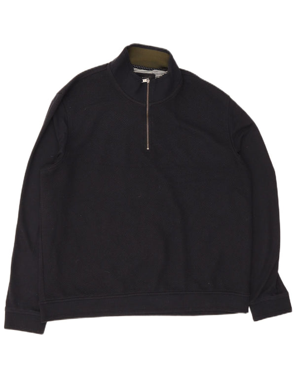 Ted Baker Herre Zip Neck Jumper Sweater Størrelse 6 2XL Navy Blue