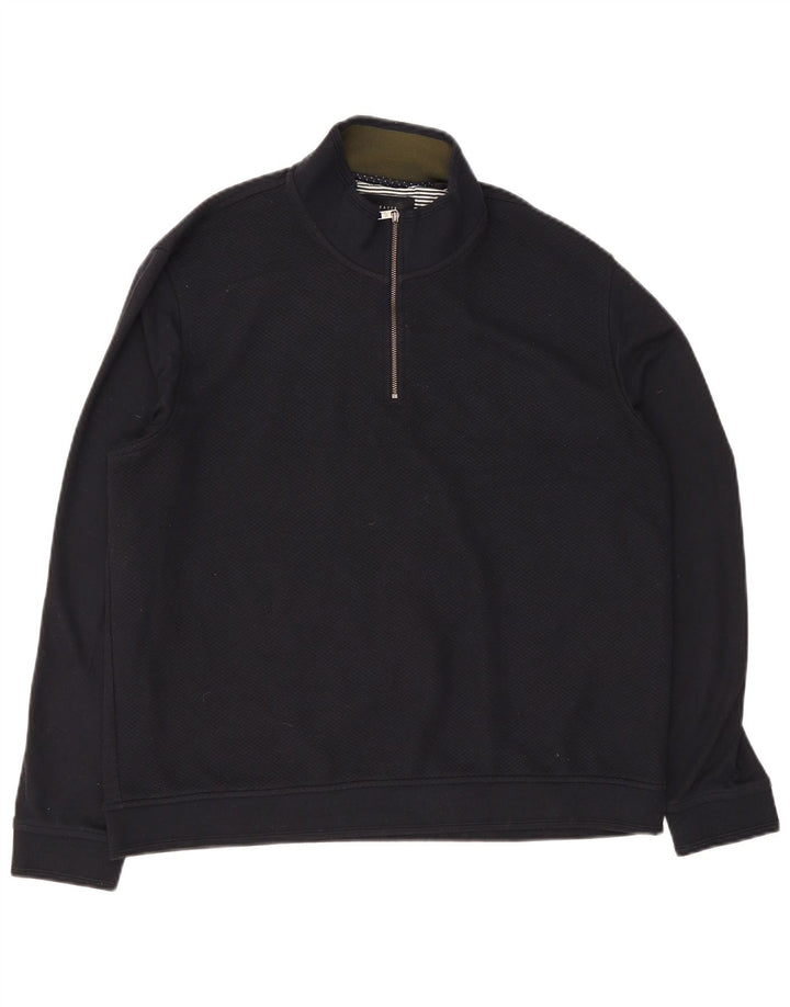 Ted Baker Herre Zip Neck Jumper Sweater Størrelse 6 2XL Navy Blue