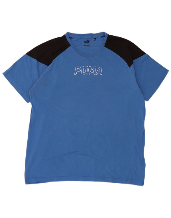 Puma Herre grafisk T-shirt Top Medium Blue Colourblock Bomuld