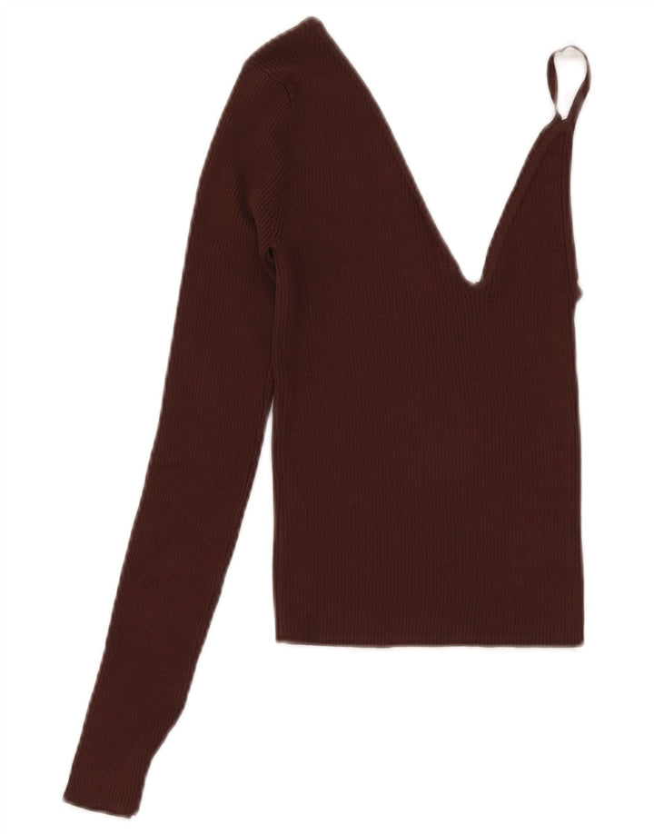 Zara Womens Crop Top UK 8 Small Brown Viscose