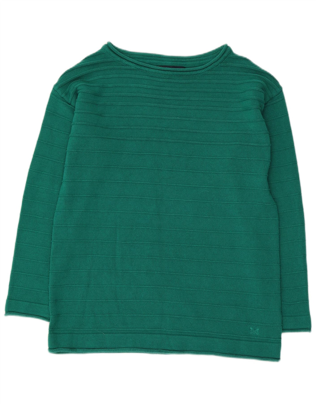 CREW TØJ Dame Boat Neck Jumper Sweater UK 12 Medium Green Bomuld