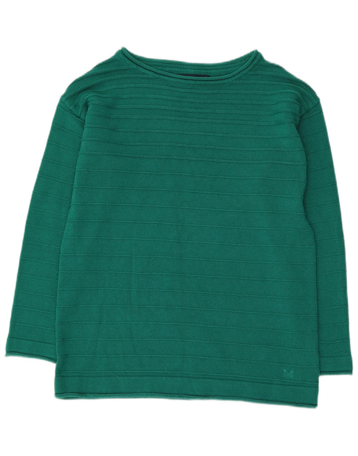 CREW TØJ Dame Boat Neck Jumper Sweater UK 12 Medium Green Bomuld