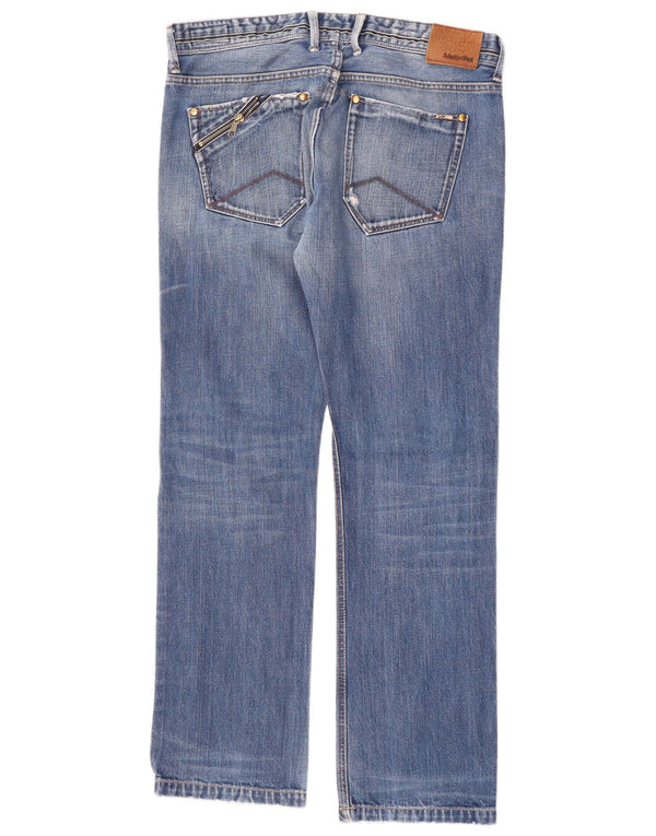 MELTIN' POT Herre Distressed Straight Jeans W36 L34 Blå Bomuld