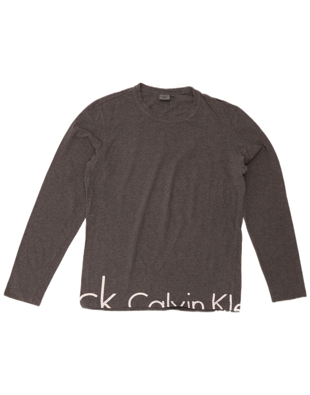 CALVIN KLEIN Womens Graphic Top Long Sleeve UK 18 XL Grey