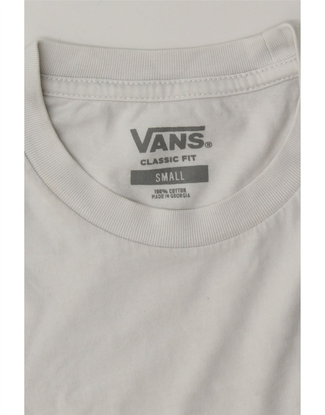 VANS Dame Classic Fit T-Shirt Top UK 10 Small White Bomuld