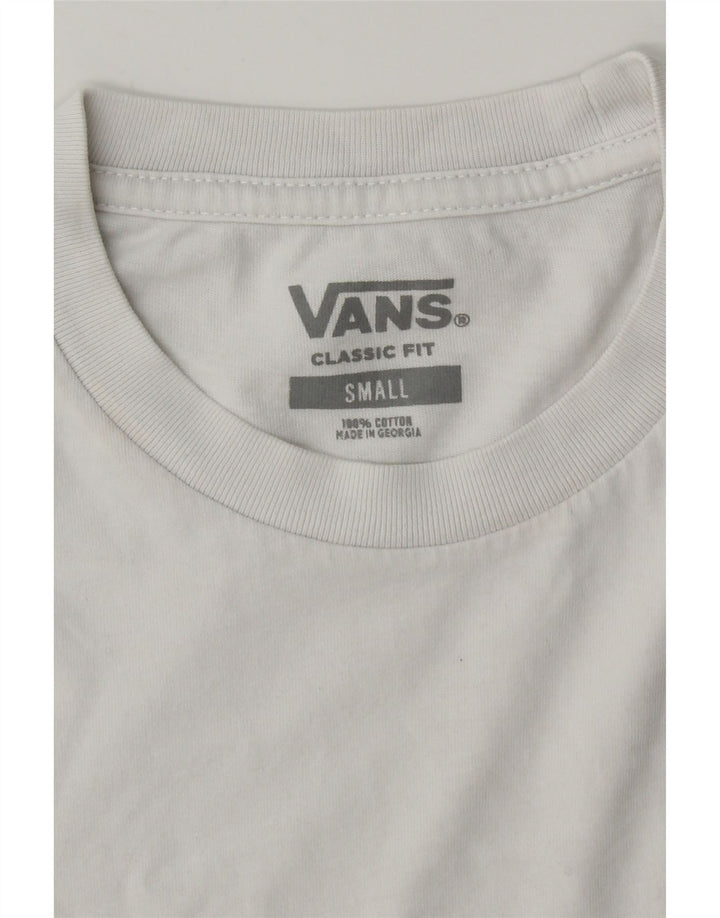 VANS Dame Classic Fit T-Shirt Top UK 10 Small White Bomuld