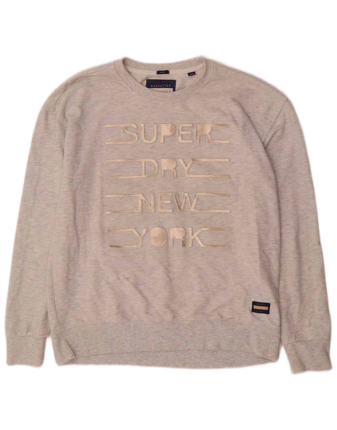 Superdry Graphic Sweatshirt Jumper UK 14 Medium Grey Flecked Bomuld