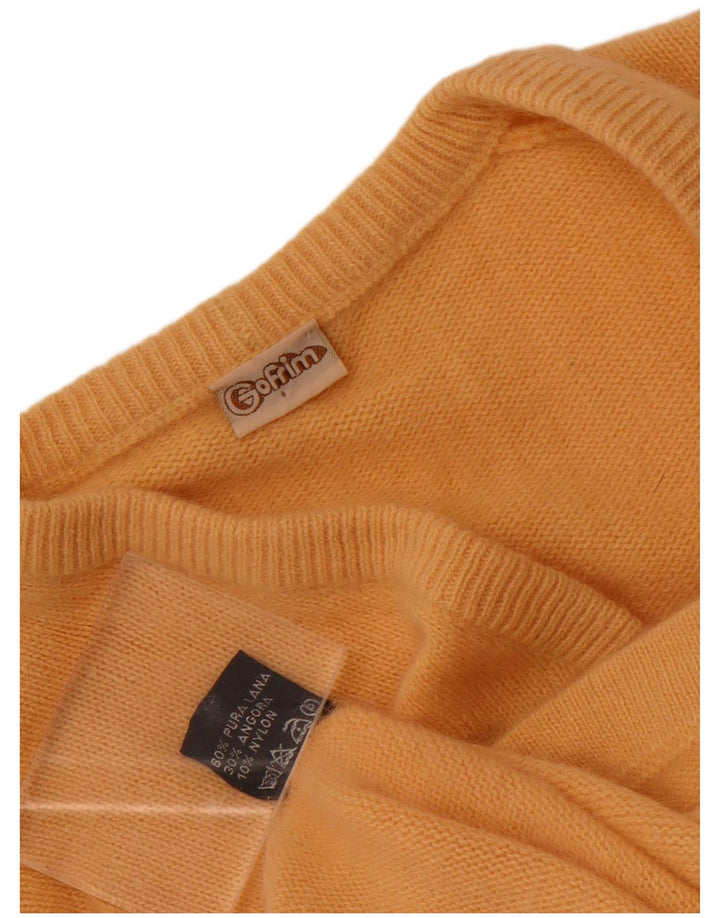 Vintage Dame Crop Cardigan Sweater UK 14 Medium Orange Wool